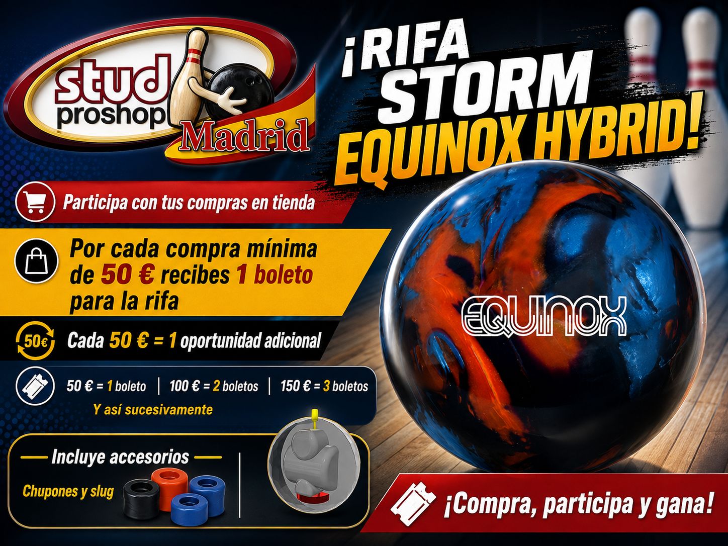 Rifa Storm Equinox Hybrid - Participa con tus compras en tienda. Por cada compra mínima de 50 € recibes 1 boleto para la rifa